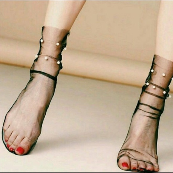 ban.do Accessories - Ban.do Tulle black pearl sheer slouchy socks